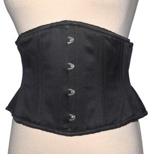 What Katie Did Black Satin Waist Cincher Corset Steel Boned 28 L